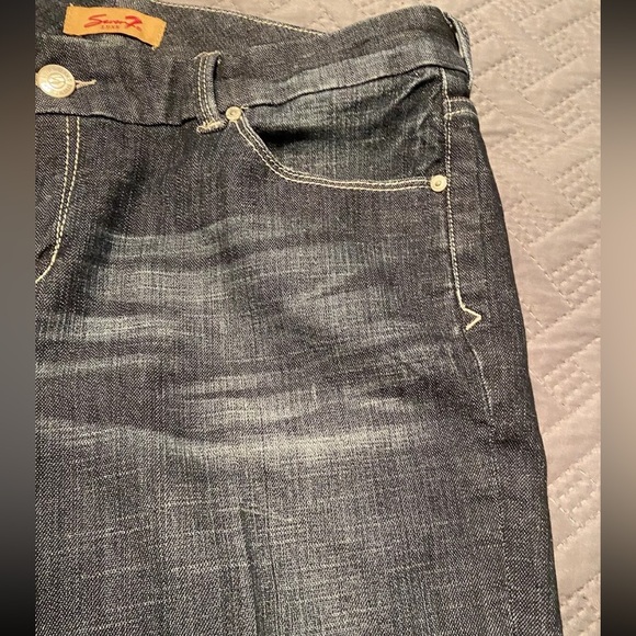 Seven7 Jeans Women Size 20 Dark Denim Flared Embroidered Pocket Cotton Blend - Picture 9 of 16